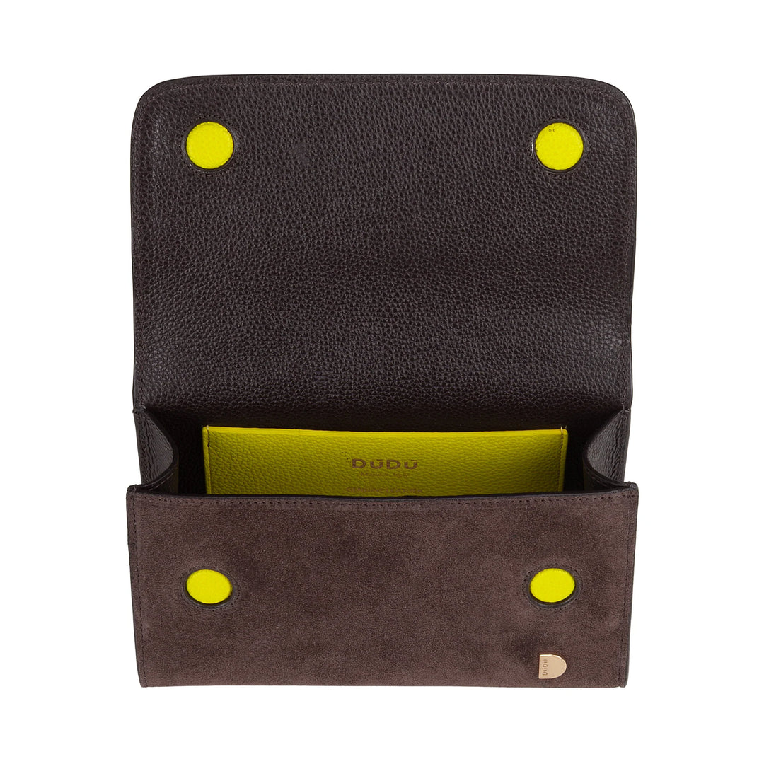 DUDU Petit Sac Femme en Cuir Véritable Fabriqué en Italie, Sac à Main et Sac Bandoulière, Cuir Pleine Fleur ou Daim - Mini Sac avec Bandoulière Ajustable et Amovible, Rabat avec Fermeture Magnétique