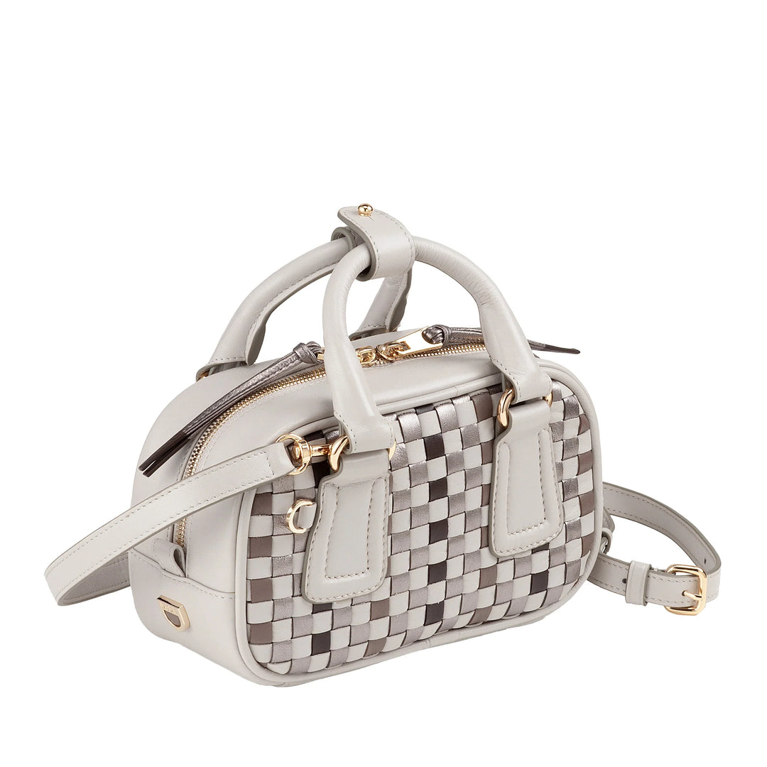 DUDU Damen-Minitasche aus mehrfarbigem gewebtem Leder – kleine elegante Handtasche mit verstellbarem Schultergurt und Griffen – kleine kompakte Handtasche