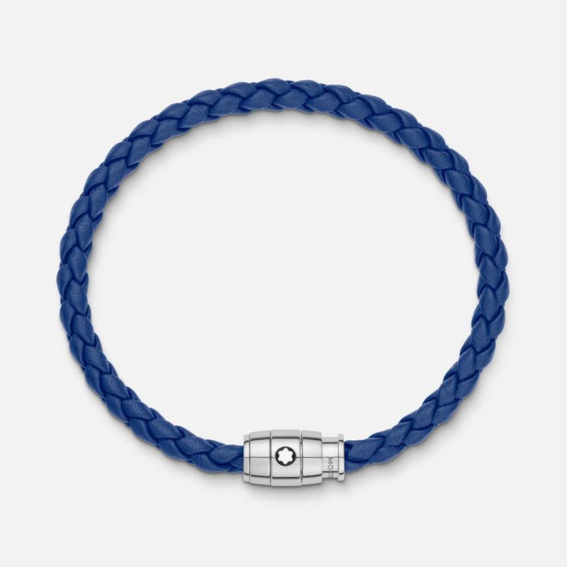 Montblanc bracciale pelle intrecciata blu chiusura a 3 anelli misura S 13089860 - Capodagli 1937