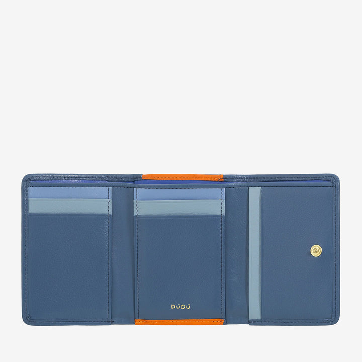 DUDU Kleine Damenbrieftasche aus RFID-Leder mit kompaktem Click-Clac-Münzfach und 6 Kartenfächern