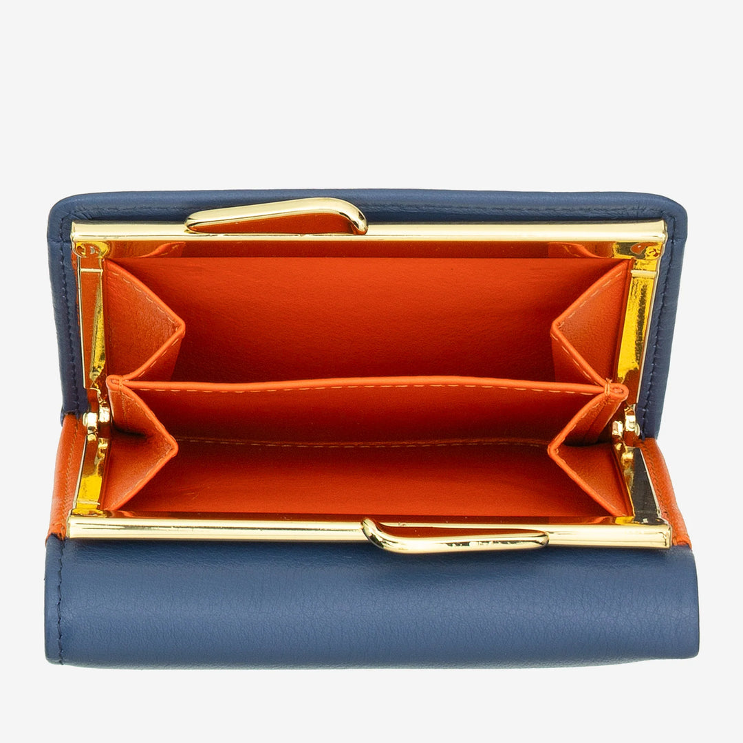 DUDU Kleine Damenbrieftasche aus RFID-Leder mit kompaktem Click-Clac-Münzfach und 6 Kartenfächern
