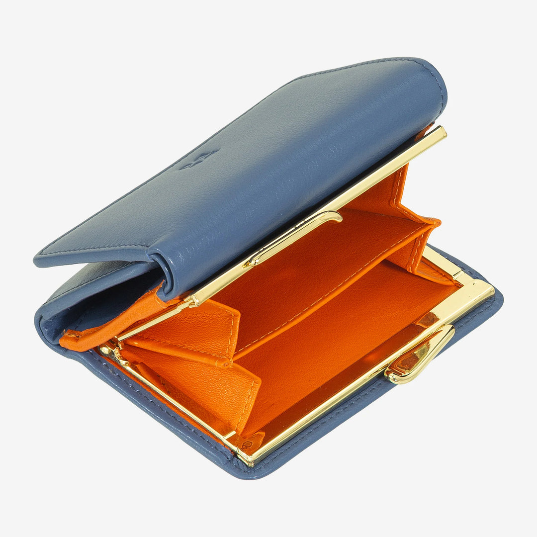 DUDU Kleine Damenbrieftasche aus RFID-Leder mit kompaktem Click-Clac-Münzfach und 6 Kartenfächern