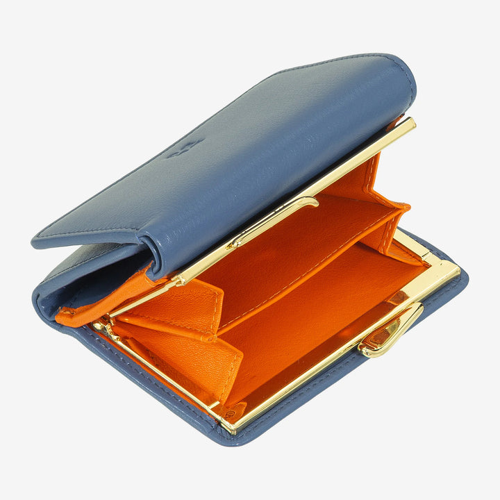 DUDU Kleine Damenbrieftasche aus RFID-Leder mit kompaktem Click-Clac-Münzfach und 6 Kartenfächern