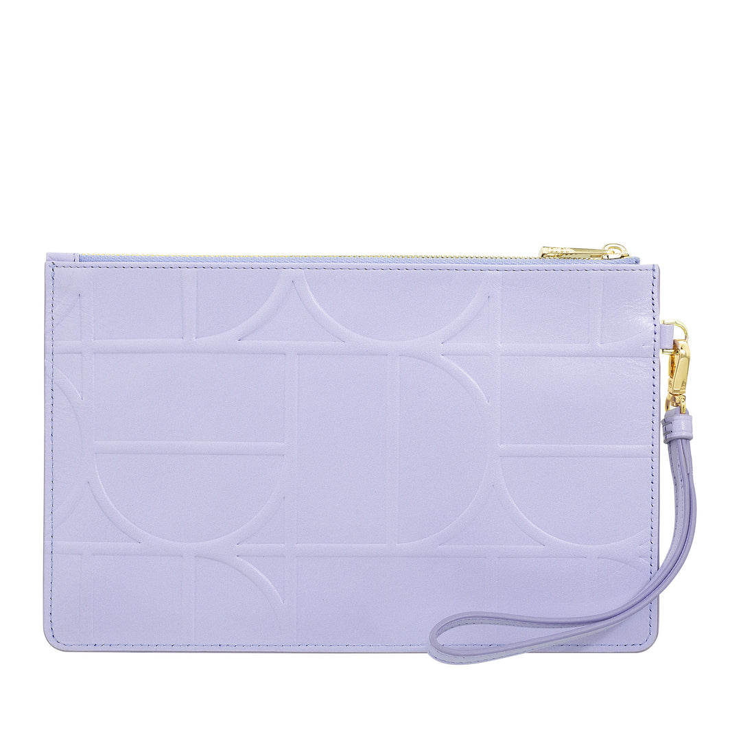 DUDU Grande pochette de poignet en cuir imprimé pour femme, pochette à main avec lanière – élégante, spacieuse et pratique pour cartes, billets et pièces de monnaie