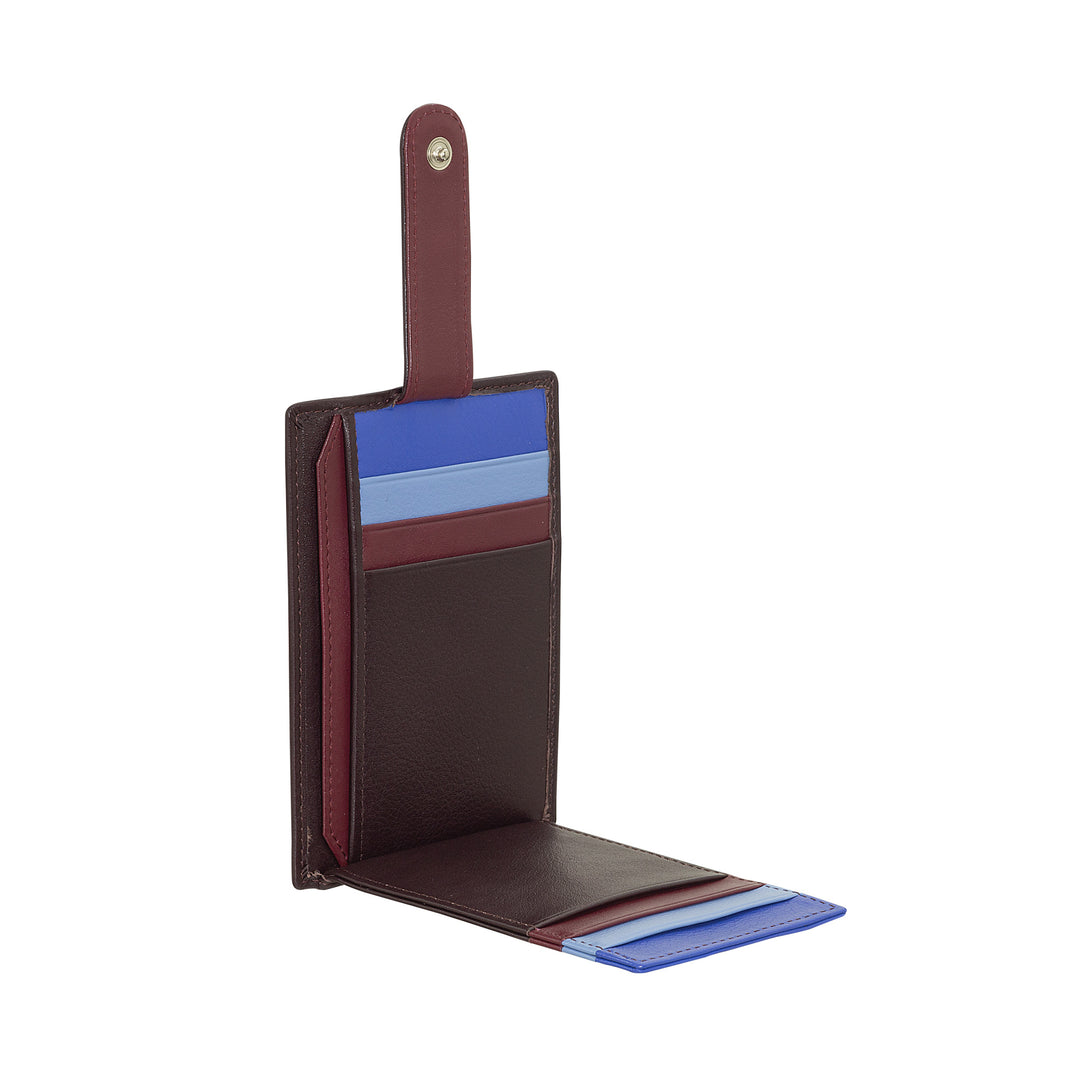 DUDU Schmales mehrfarbiges Leder-Kreditkartenetui für Damen und Herren mit 9 Steckplätzen und Sicherheitsverschluss
