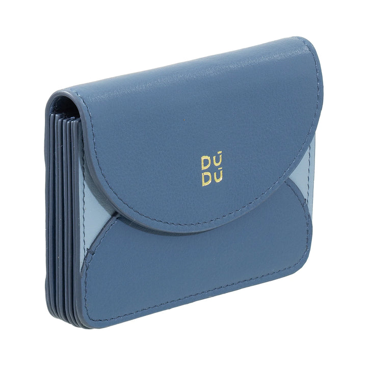 DUDU Porte-Cartes de Crédit Accordéon Compact en Cuir - Porte-Cartes Homme et Femme avec Plusieurs Compartiments, Fermeture à Boutons, Pratique pour Cartes et Documents