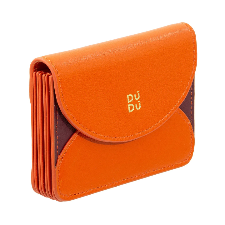 DUDU Porte-Cartes de Crédit Accordéon Compact en Cuir - Porte-Cartes Homme et Femme avec Plusieurs Compartiments, Fermeture à Boutons, Pratique pour Cartes et Documents