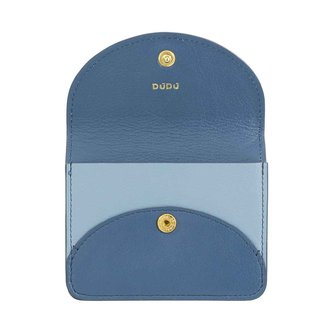 DUDU Porte-Cartes de Crédit Accordéon Compact en Cuir - Porte-Cartes Homme et Femme avec Plusieurs Compartiments, Fermeture à Boutons, Pratique pour Cartes et Documents