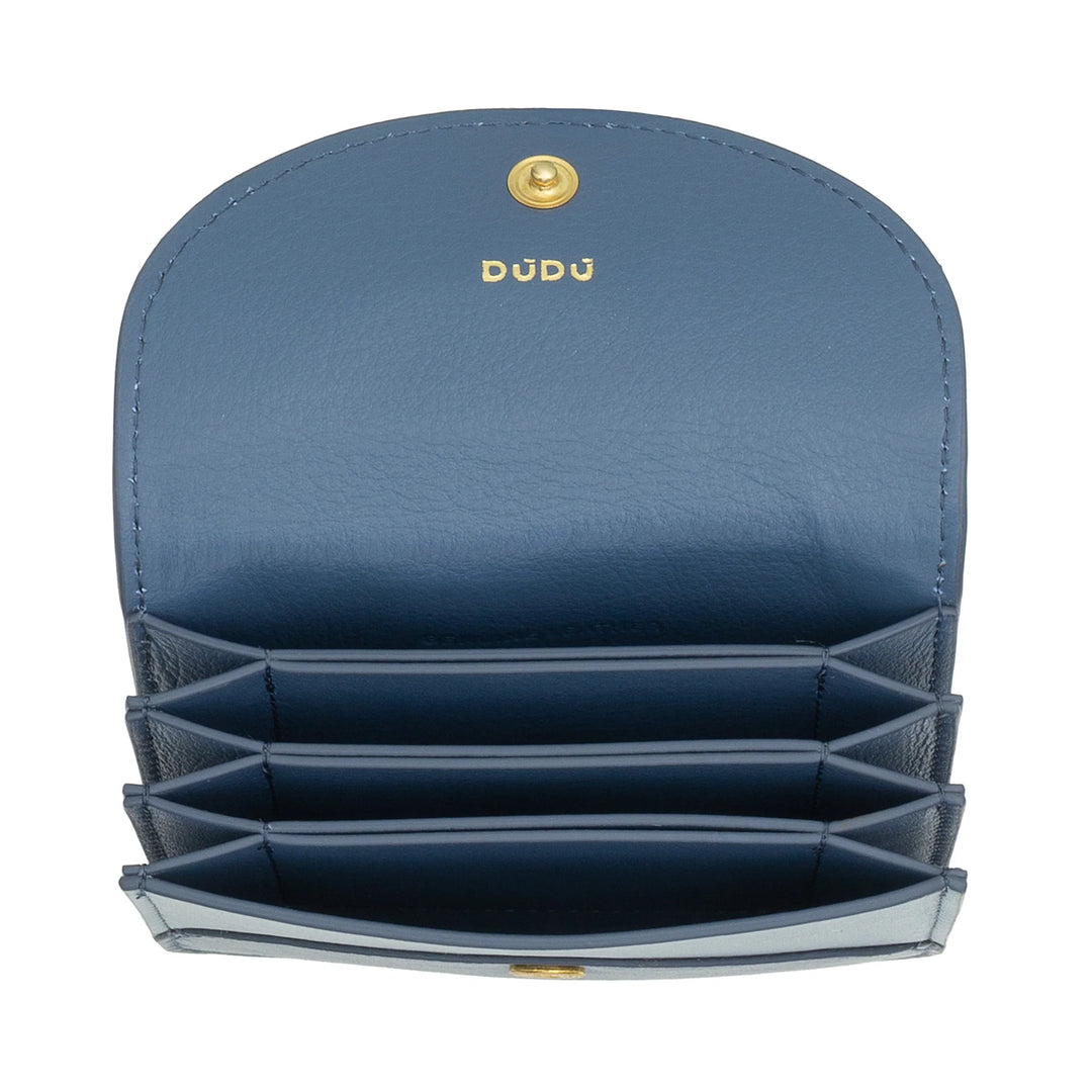 DUDU Porte-Cartes de Crédit Accordéon Compact en Cuir - Porte-Cartes Homme et Femme avec Plusieurs Compartiments, Fermeture à Boutons, Pratique pour Cartes et Documents