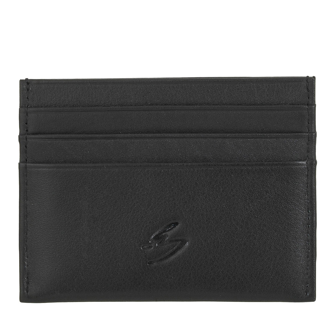 Nuvola Pelle Slim Porte-cartes de crédit pour homme et femme – Portefeuille de poche fin en cuir Nappa souple avec 6 emplacements pour cartes