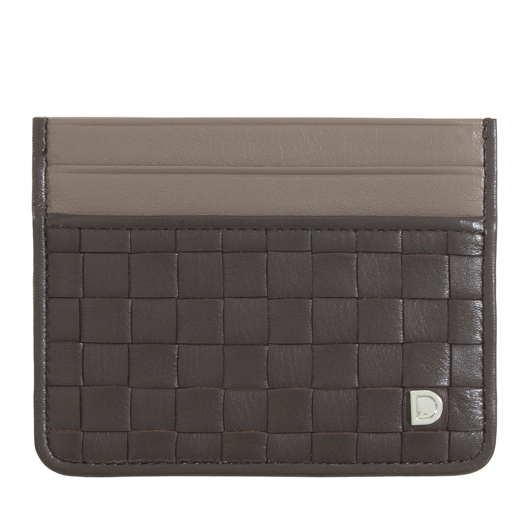 DUDU Porte-cartes en cuir tissé pour hommes et femmes – Porte-cartes tissé compact et fin, design élégant, porte-cartes de crédit de poche