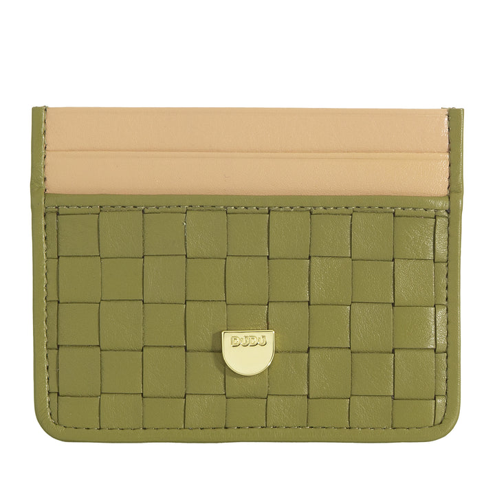DUDU Porte-cartes en cuir tissé pour hommes et femmes – Porte-cartes tissé compact et fin, design élégant, porte-cartes de crédit de poche