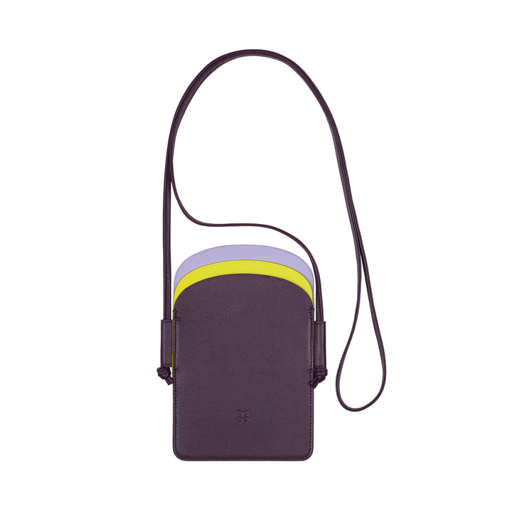 DUDU Damen-Handyhalter aus Leder um den Hals, doppelte Smartphone-Tasche, Kartenfach, verstellbarer Schultergurt