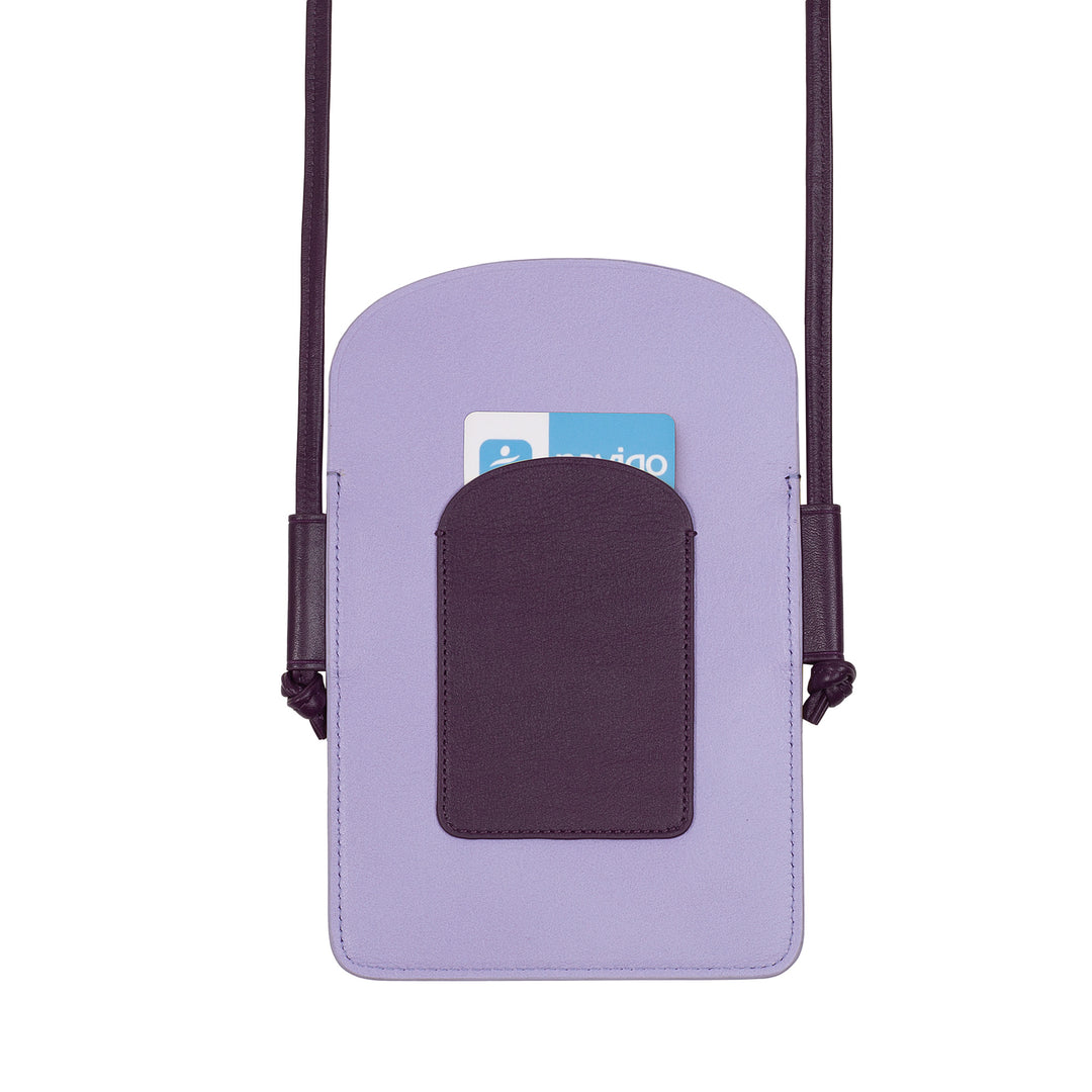 DUDU Damen-Handyhalter aus Leder um den Hals, doppelte Smartphone-Tasche, Kartenfach, verstellbarer Schultergurt