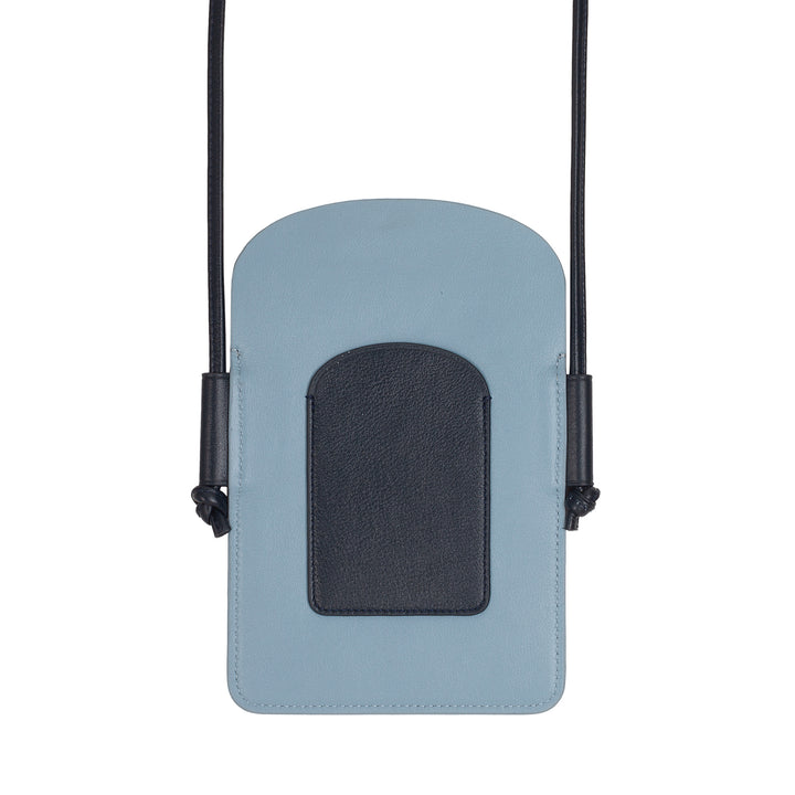 DUDU Damen-Handyhalter aus Leder um den Hals, doppelte Smartphone-Tasche, Kartenfach, verstellbarer Schultergurt