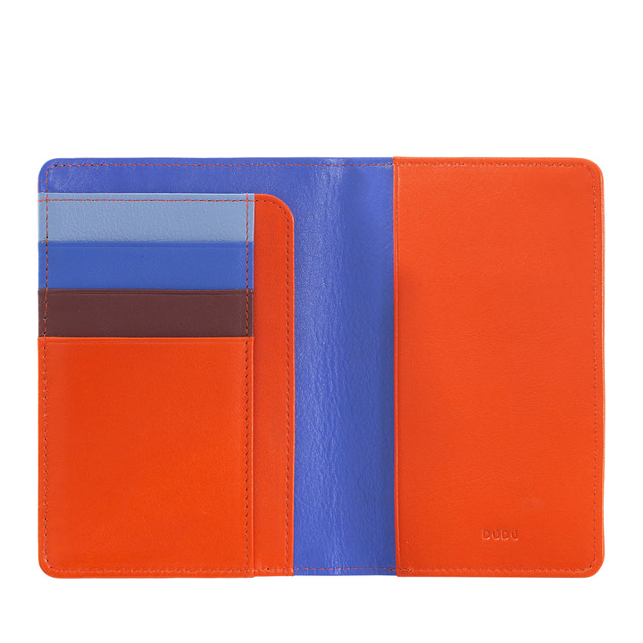 DUDU Multicolor RFID leather passport and credit card holder