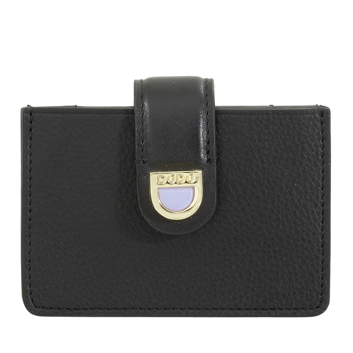 DUDU Damen-Kartenetui aus Akkordeon-Leder – kompaktes Kreditkartenetui, mehrere Karten und Knopfverschluss – elegantes Kartenetui für die Tasche