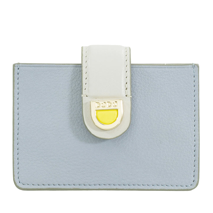 DUDU Porta Tessere Donna in Pelle a Fisarmonica - Porta Carte di Credito Compatto, Multi Carte e Chiusura con Bottone - Portacarte Elegante da Borsa