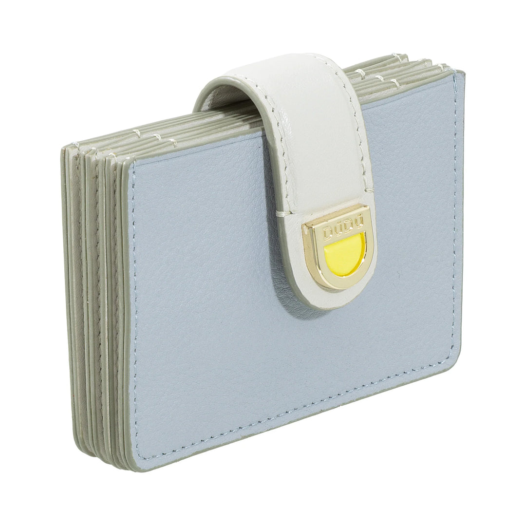 DUDU Porta Tessere Donna in Pelle a Fisarmonica - Porta Carte di Credito Compatto, Multi Carte e Chiusura con Bottone - Portacarte Elegante da Borsa