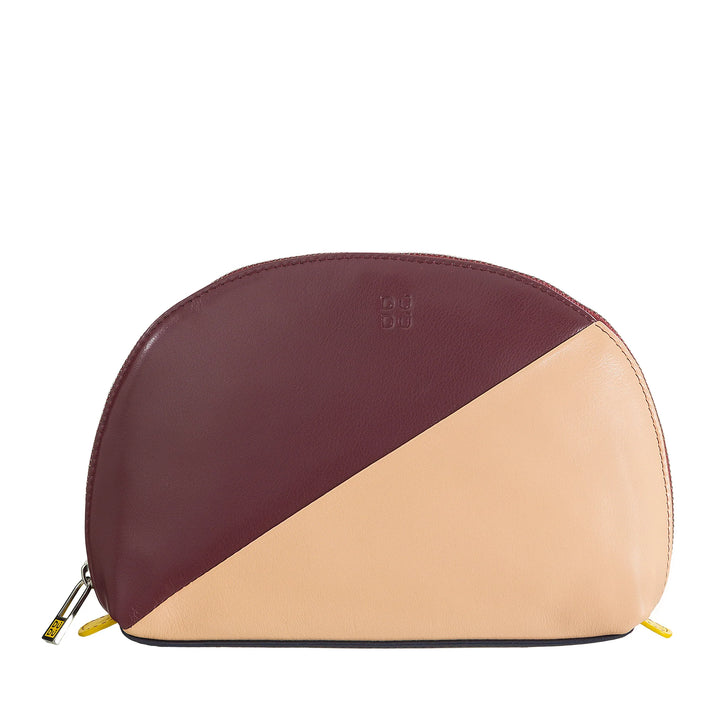 DUDU Makeup Holder Clutch in Leather Travel Bag with Multicolor Zipper