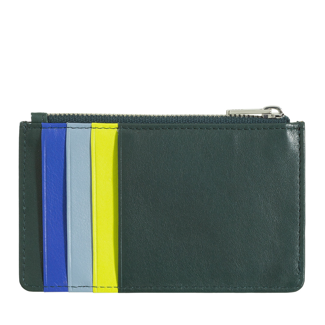 Porte-cartes de crédit DUDU Homme Femme en cuir, Porte-monnaie Slim Small, 4 Porte-cartes, avec fermeture à glissière