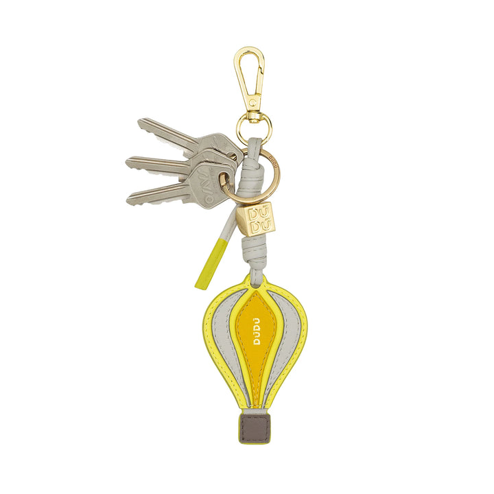 DUDU Heißluftballon-Schlüsselanhänger aus Leder mit Karabiner – Schlüsselanhänger aus Leder für Schlüssel, Tasche oder Rucksack, originelles und farbenfrohes Accessoire
