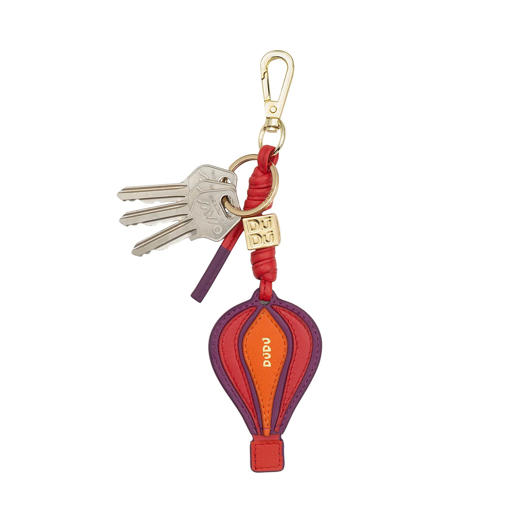 DUDU Heißluftballon-Schlüsselanhänger aus Leder mit Karabiner – Schlüsselanhänger aus Leder für Schlüssel, Tasche oder Rucksack, originelles und farbenfrohes Accessoire