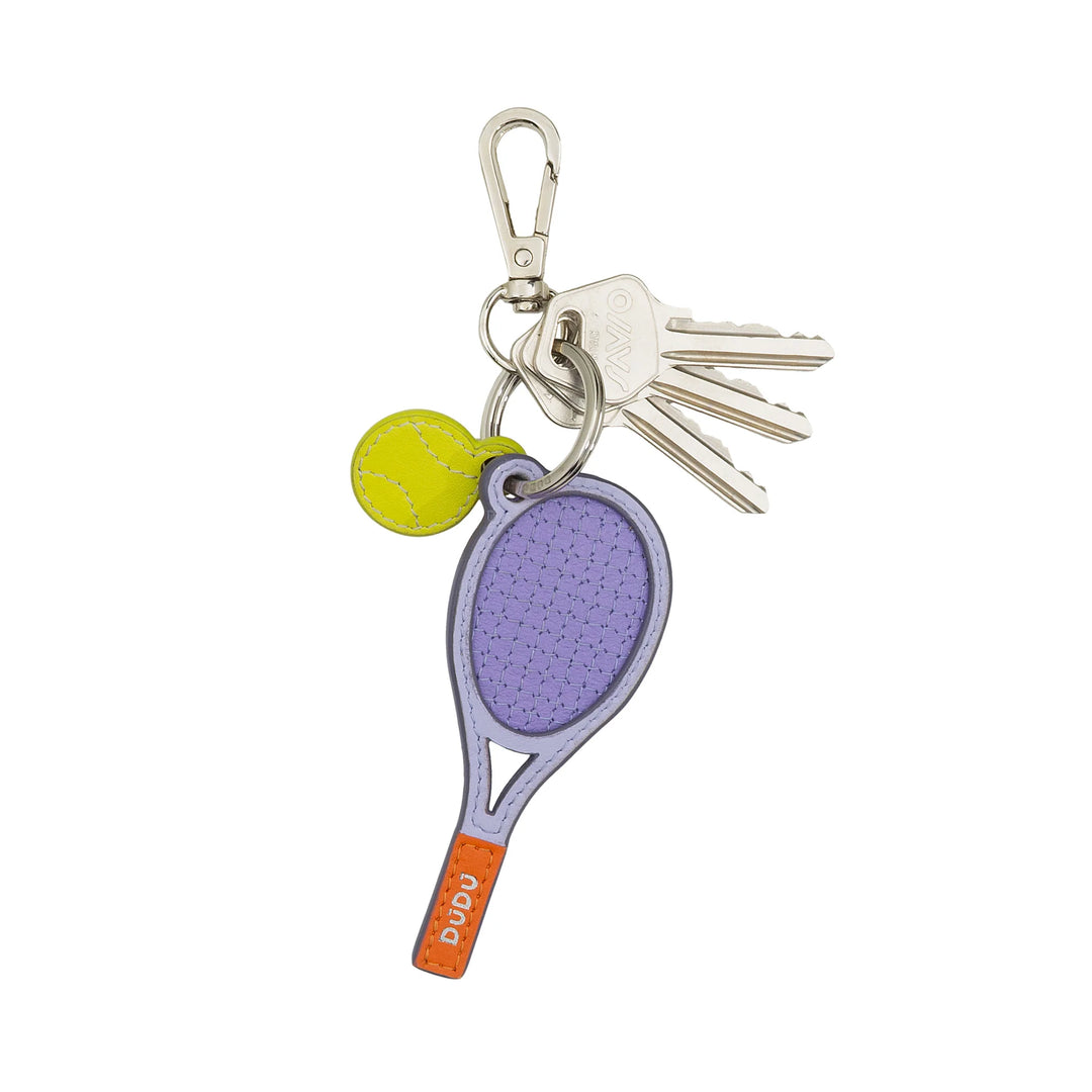 DUDU Portachiavi Racchetta da Tennis in Pelle con Moschettone – Charm Portachiavi Sportivo Tennis per Chiavi, Borsa o Zaino