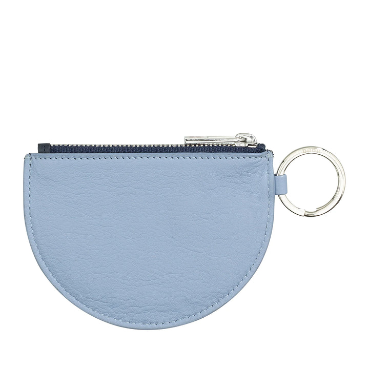 DUDU Mini Leather Coin Purse for Women with Zipper and Two-Tone Slim Design Key Ring