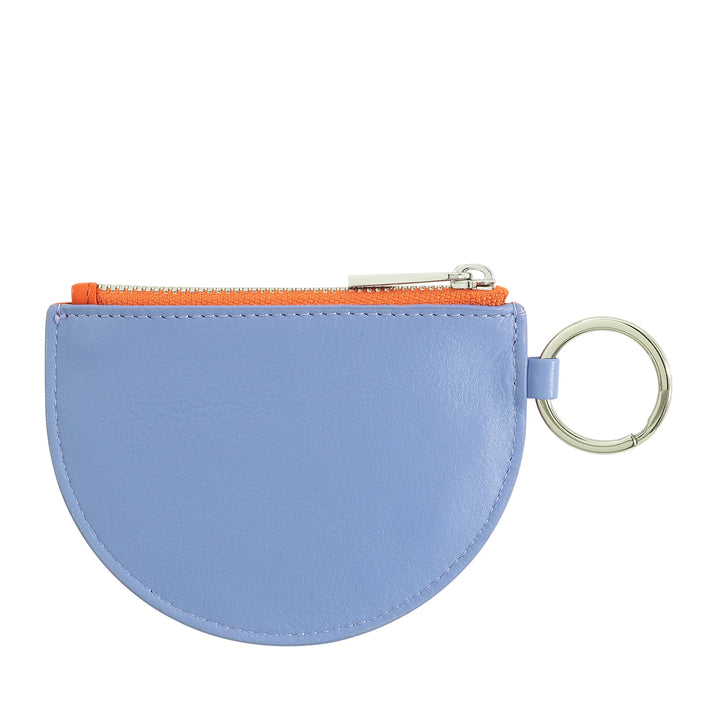DUDU Mini Leather Coin Purse for Women with Zipper and Two-Tone Slim Design Key Ring