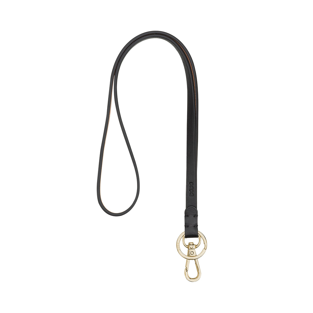 DUDU Cordino Laccio da Collo con Anello e Moschettone Metal in Vera Pelle, Laccetto per Chiavi, Porta Badge, Auto, Portachiavi