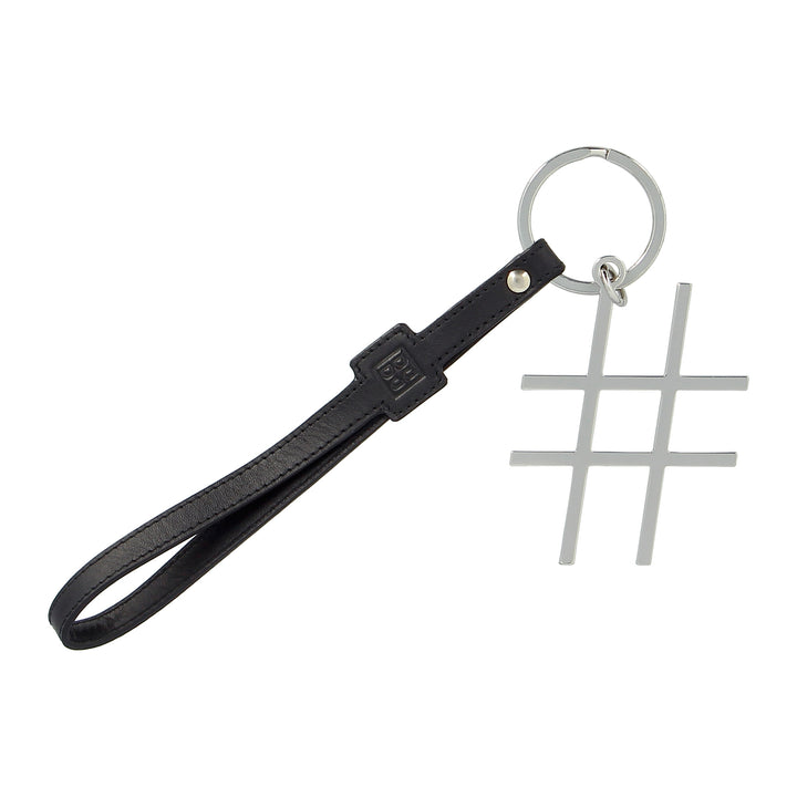 DUDU Damen-Schlüsselanhänger aus Leder in Hashtag-Form mit Ring