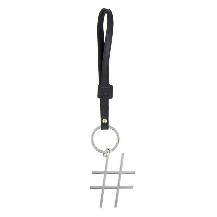 DUDU Damen-Schlüsselanhänger aus Leder in Hashtag-Form mit Ring