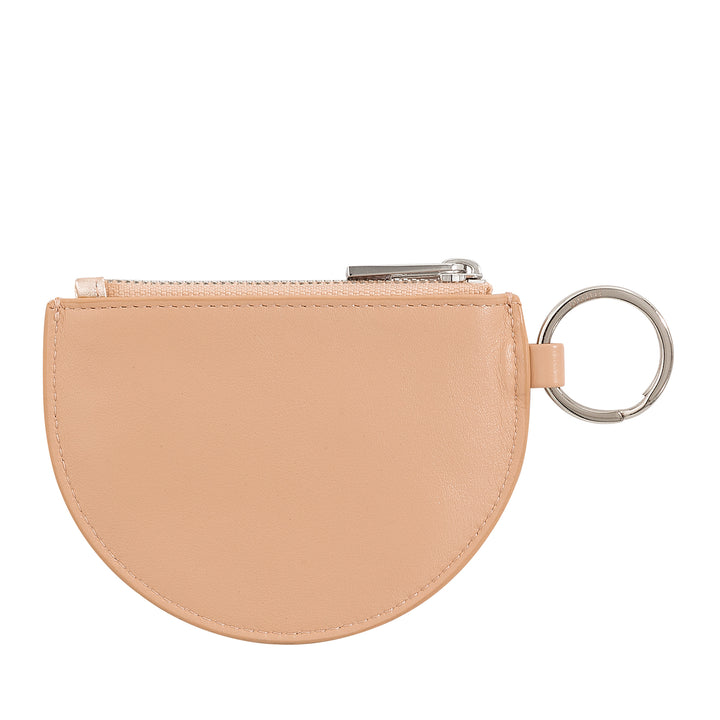 DUDU Mini Leather Coin Purse for Women with Zipper and Two-Tone Slim Design Key Ring
