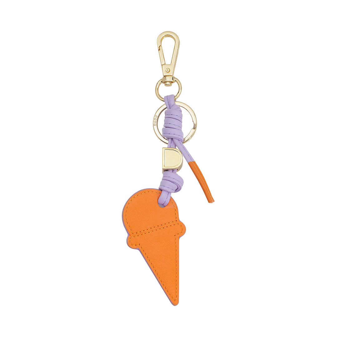 DUDU Leather Keychain with Ice Cream Cone, Men&