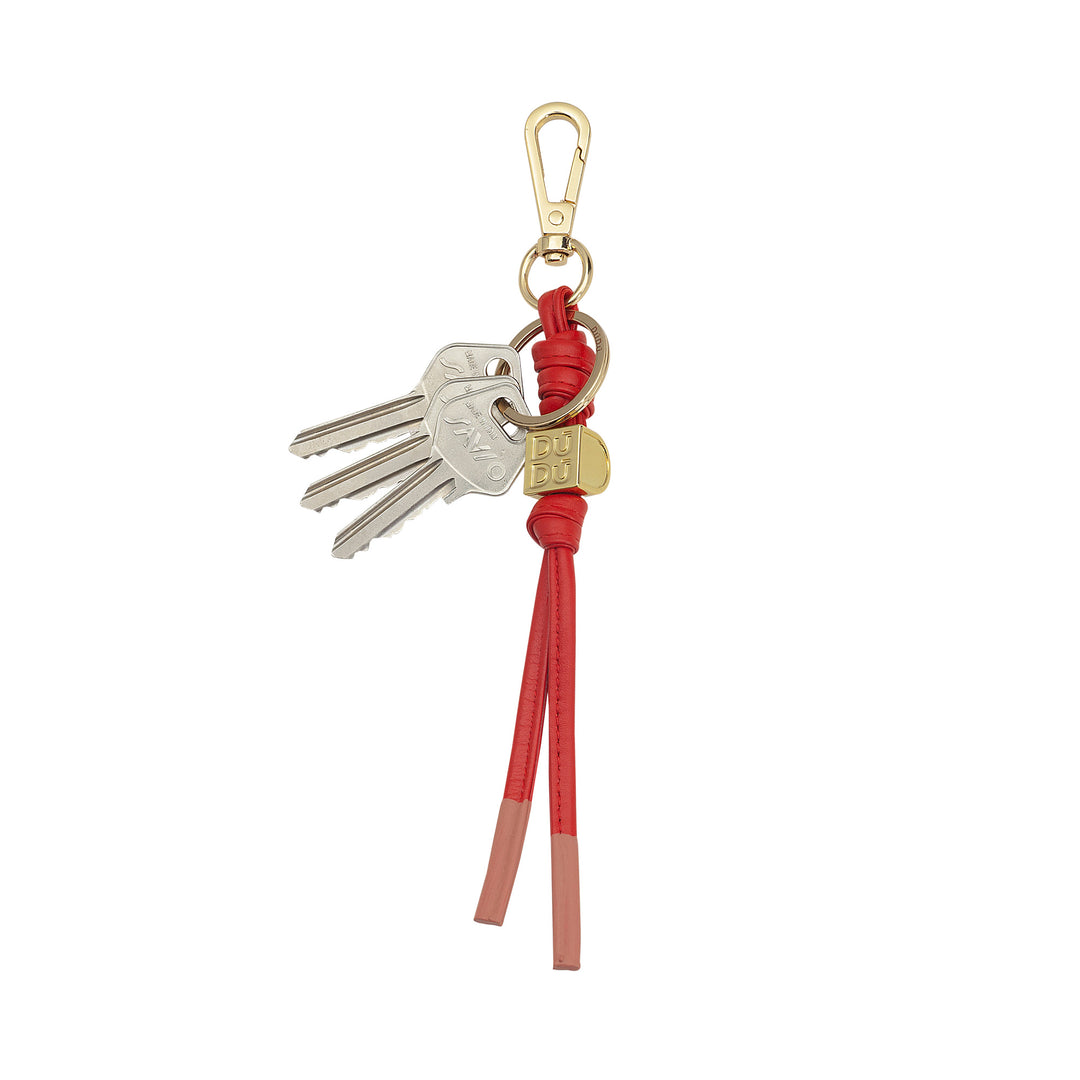 DUDU Minimalistischer Leder-Schlüsselanhänger, Schlüsselanhänger für Männer und Frauen mit Karabiner und Ring, leichtes, kompaktes, minimalistisches Design