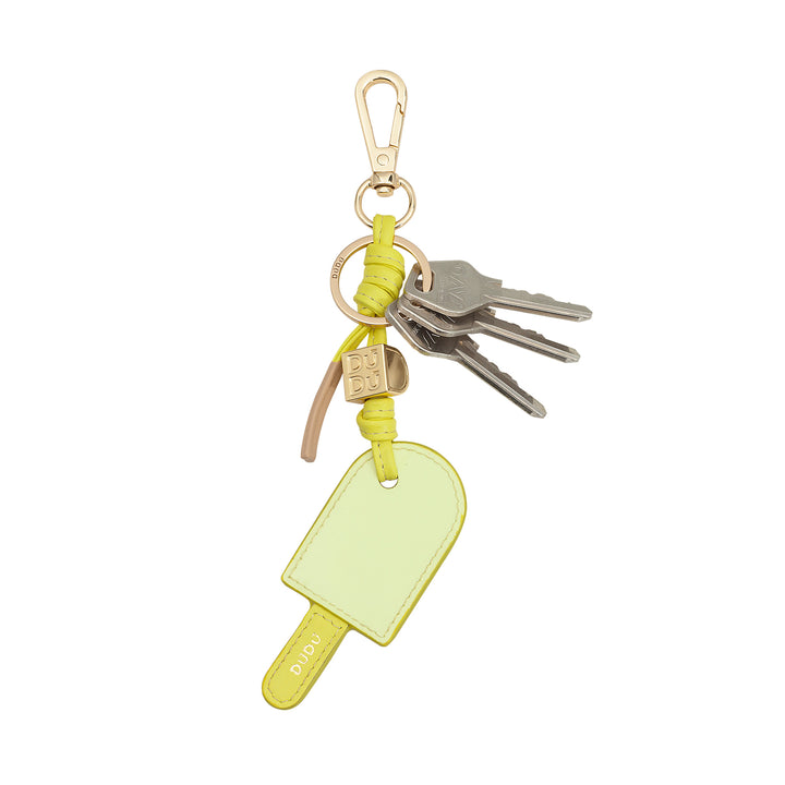 DUDU Portachiavi in Pelle Stecco di Gelato, Portachiavi per Donna Uomo con Anello e Moschettone, Design Estivo Colorato