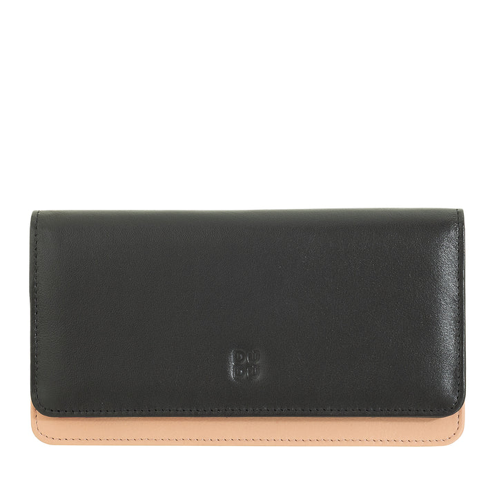 DUDU Große Damenbrieftasche aus mehrfarbigem, weichem Leder mit RFID-Beutel