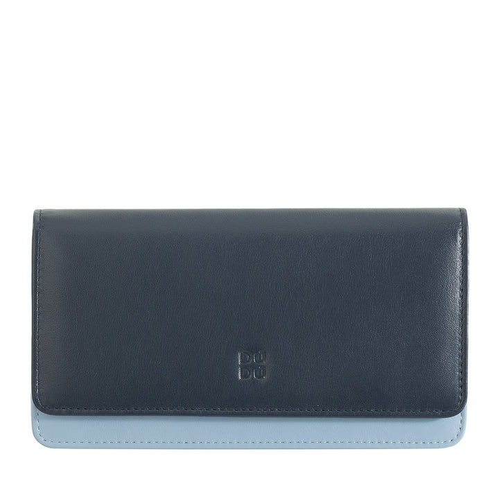 DUDU Große Damenbrieftasche aus mehrfarbigem, weichem Leder mit RFID-Beutel