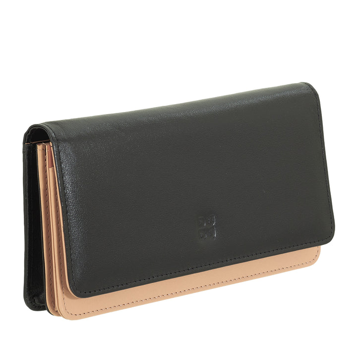 DUDU Große Damenbrieftasche aus mehrfarbigem, weichem Leder mit RFID-Beutel