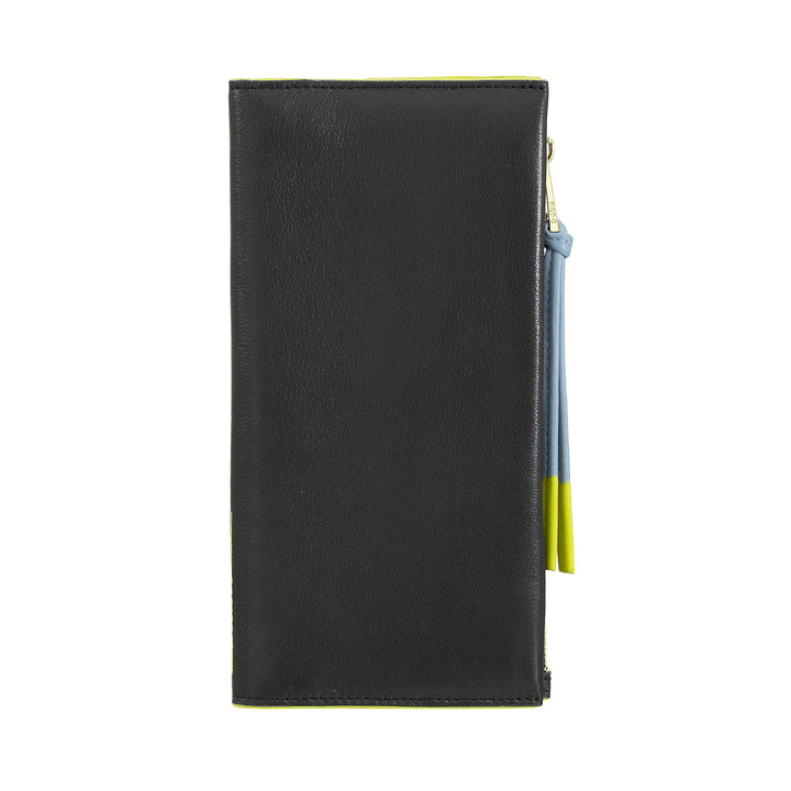 DUDU Damen-Geldbörse aus Leder, groß, schmal, mit Reißverschluss – elegante lange vertikale Buch-Geldbörse mit Kartenhalter, Münzfach mit Reißverschluss und Geldscheinfächern
