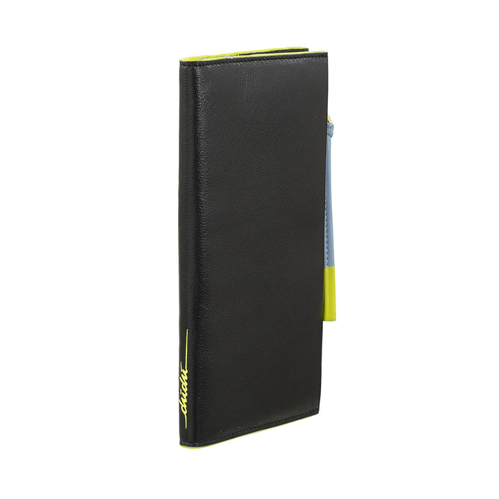 DUDU Damen-Geldbörse aus Leder, groß, schmal, mit Reißverschluss – elegante lange vertikale Buch-Geldbörse mit Kartenhalter, Münzfach mit Reißverschluss und Geldscheinfächern