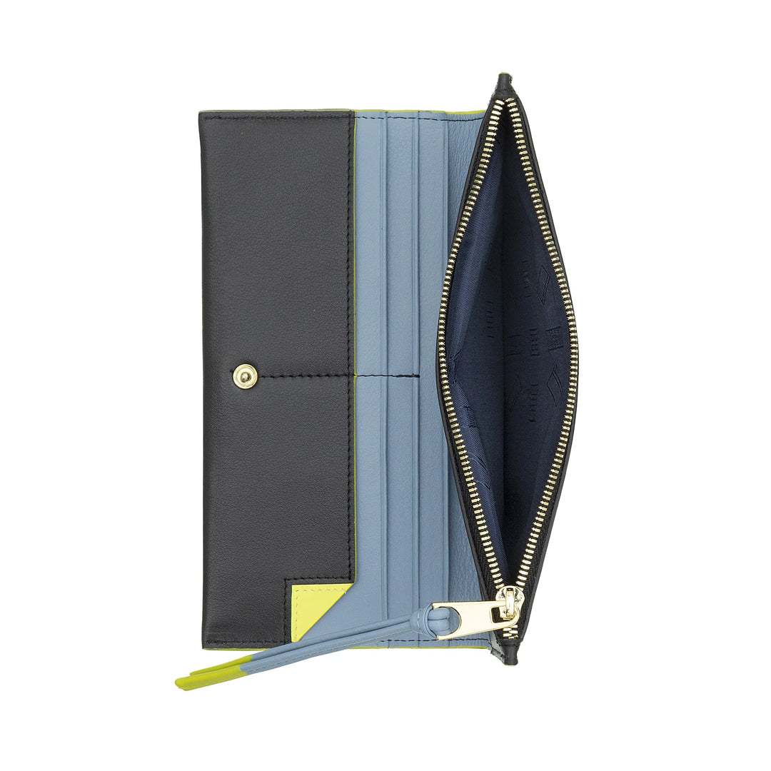 DUDU Damen-Geldbörse aus Leder, groß, schmal, mit Reißverschluss – elegante lange vertikale Buch-Geldbörse mit Kartenhalter, Münzfach mit Reißverschluss und Geldscheinfächern
