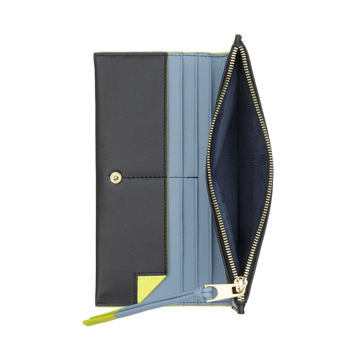 DUDU Damen-Geldbörse aus Leder, groß, schmal, mit Reißverschluss – elegante lange vertikale Buch-Geldbörse mit Kartenhalter, Münzfach mit Reißverschluss und Geldscheinfächern