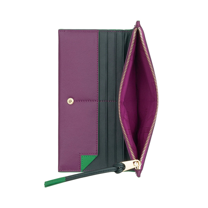 DUDU Damen Geldbörse Groß Slim aus Leder mit Reißverschluss - Langer Vertikaler Eleganter Brieftasche im Buchstil mit Kartenhalter, Münztasche mit Reißverschluss und Fächern für Geldscheine