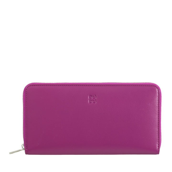 DUDU Portafoglio Donna Grande con Cerniera RFID in Pelle Nappa Zip Around 14 Tasche Porta Carte di credito e Portamonete