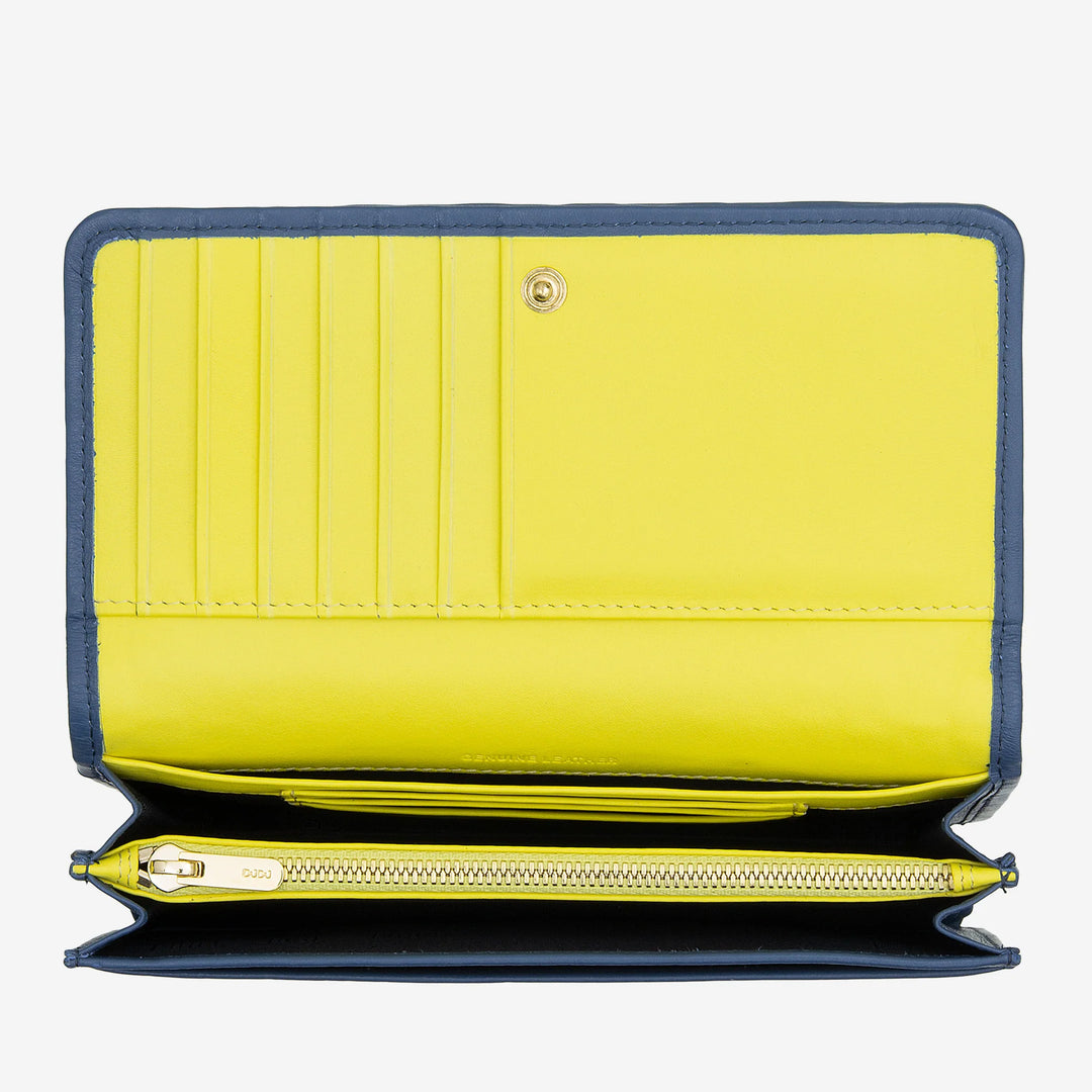DUDU Portefeuille Tressé pour Femme en Cuir Véritable - Porte-Monnaie avec Fermeture Éclair, Porte-Cartes et Compartiments, Design Artisanal Élégant