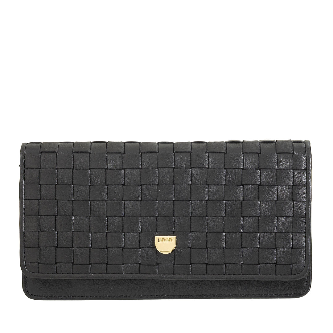 DUDU Portefeuille Tressé pour Femme en Cuir Véritable - Porte-Monnaie avec Fermeture Éclair, Porte-Cartes et Compartiments, Design Artisanal Élégant