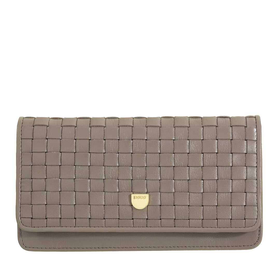 DUDU Portefeuille Tressé pour Femme en Cuir Véritable - Porte-Monnaie avec Fermeture Éclair, Porte-Cartes et Compartiments, Design Artisanal Élégant
