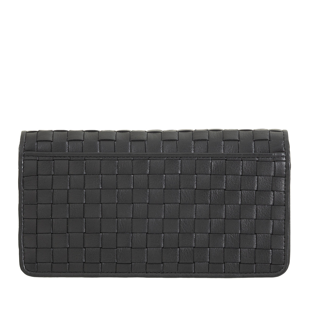 DUDU Portefeuille Tressé pour Femme en Cuir Véritable - Porte-Monnaie avec Fermeture Éclair, Porte-Cartes et Compartiments, Design Artisanal Élégant